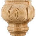 Hardware Resources 4-1/2" Wx4-1/2"Dx4-1/2"H Rubberwood Spiral Bun Foot SBF45RW